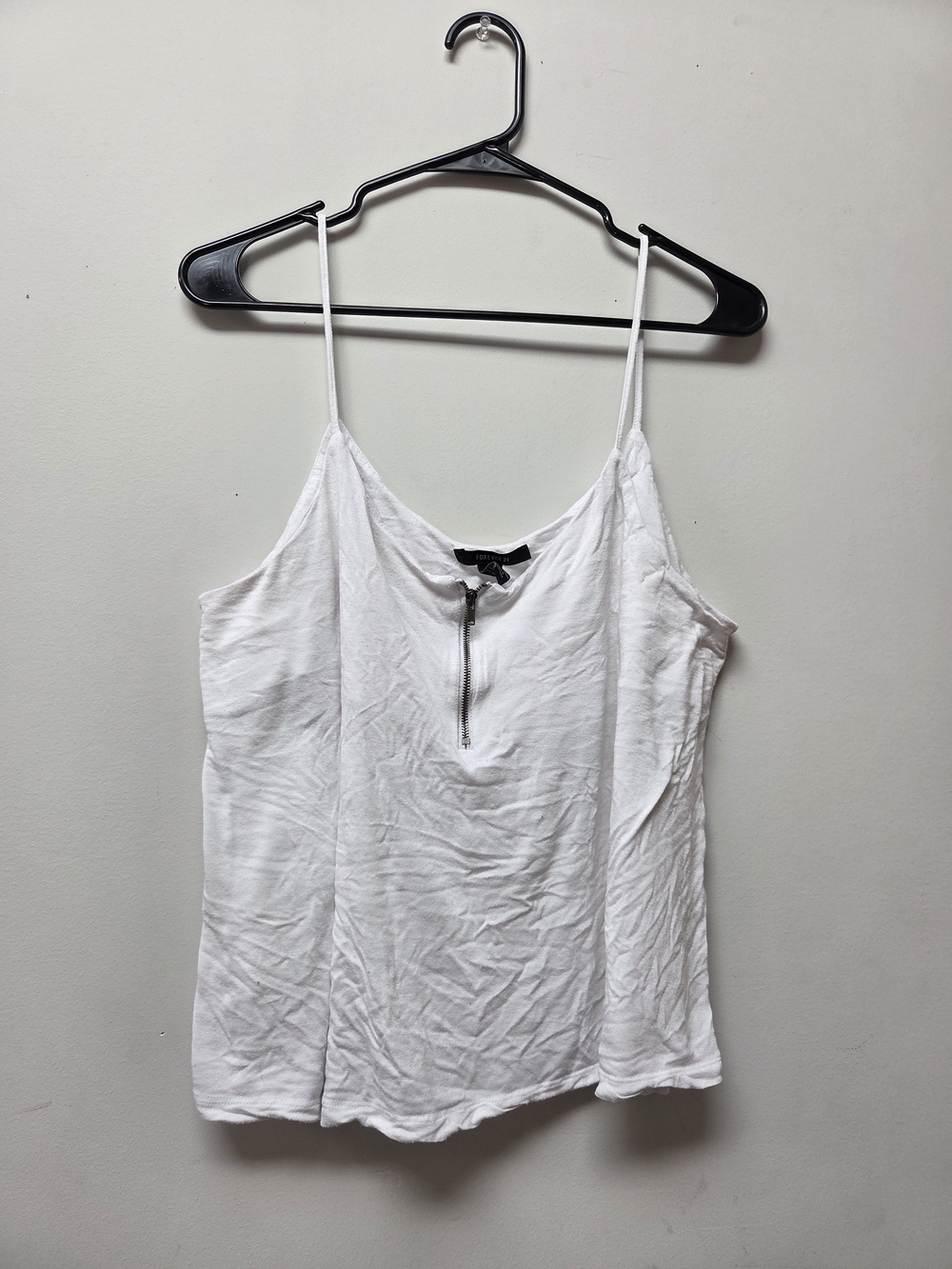 Forever 21 White Spaghetti Strap Zip-Front Cami